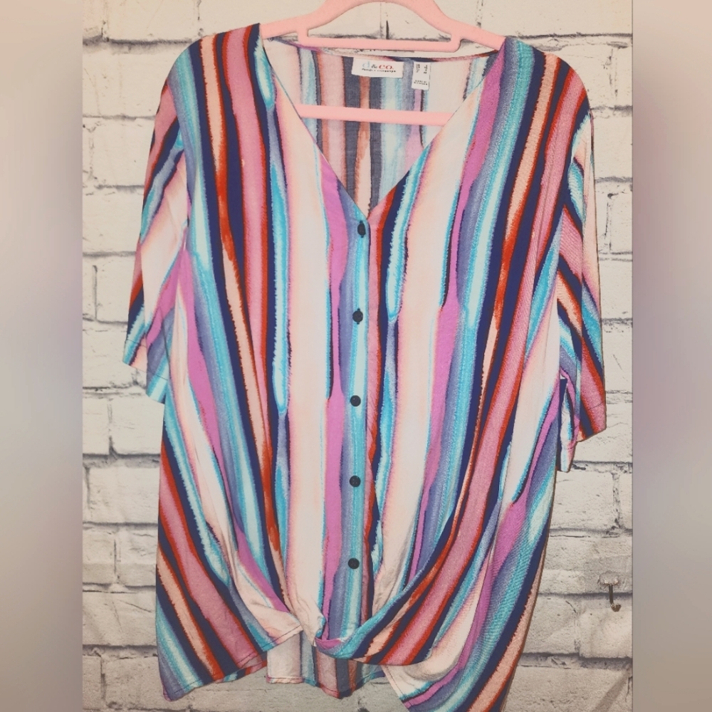 Denim & Co. | Linen Twist Knot Blouse